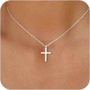 Cross Necklace for Women - Dainty 925 Sterling Silver/Gold Plated Layered Cross